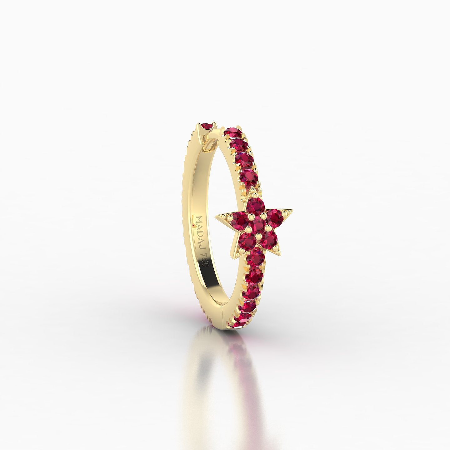 Asteria | 18k Yellow Gold 9.5 mm Star Ruby Hoop Piercing