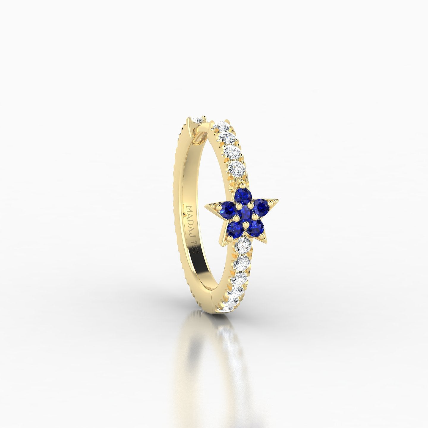 Asteria | 18k Yellow Gold 9.5 mm Star Sapphire & Diamond Hoop Piercing