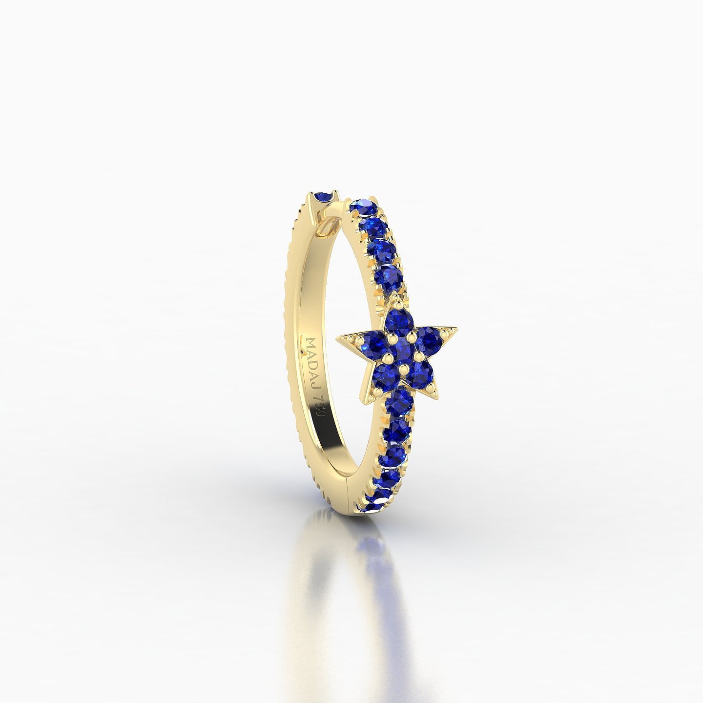 Asteria | 18k Yellow Gold 9.5 mm Star Sapphire Hoop Piercing