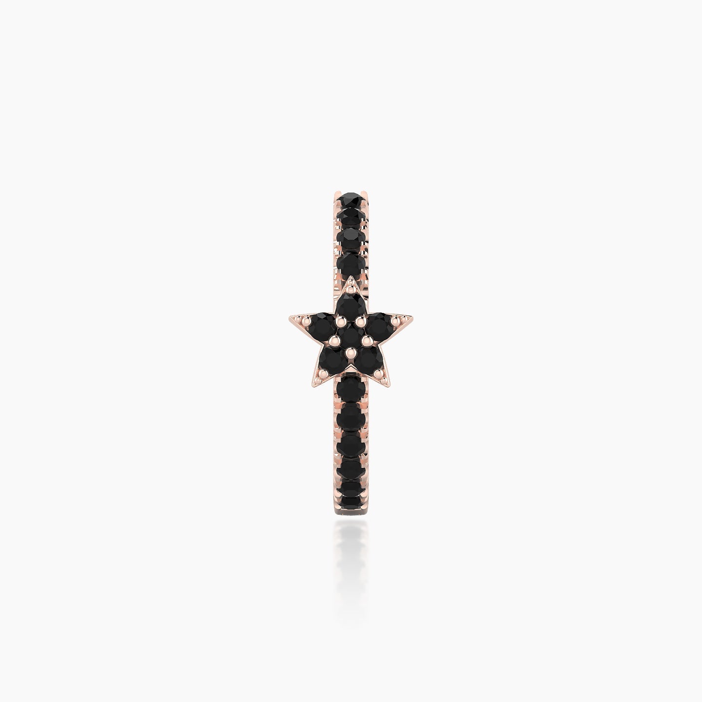 Asteria | 18k Rose Gold 9.5 mm Star Black Diamond Hoop Piercing