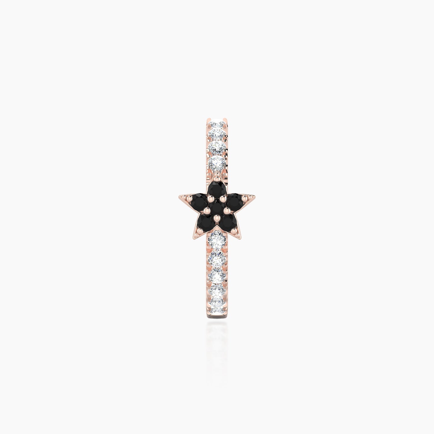 Asteria | 18k Rose Gold 9.5 mm Star Black Diamond & Diamond Hoop Piercing