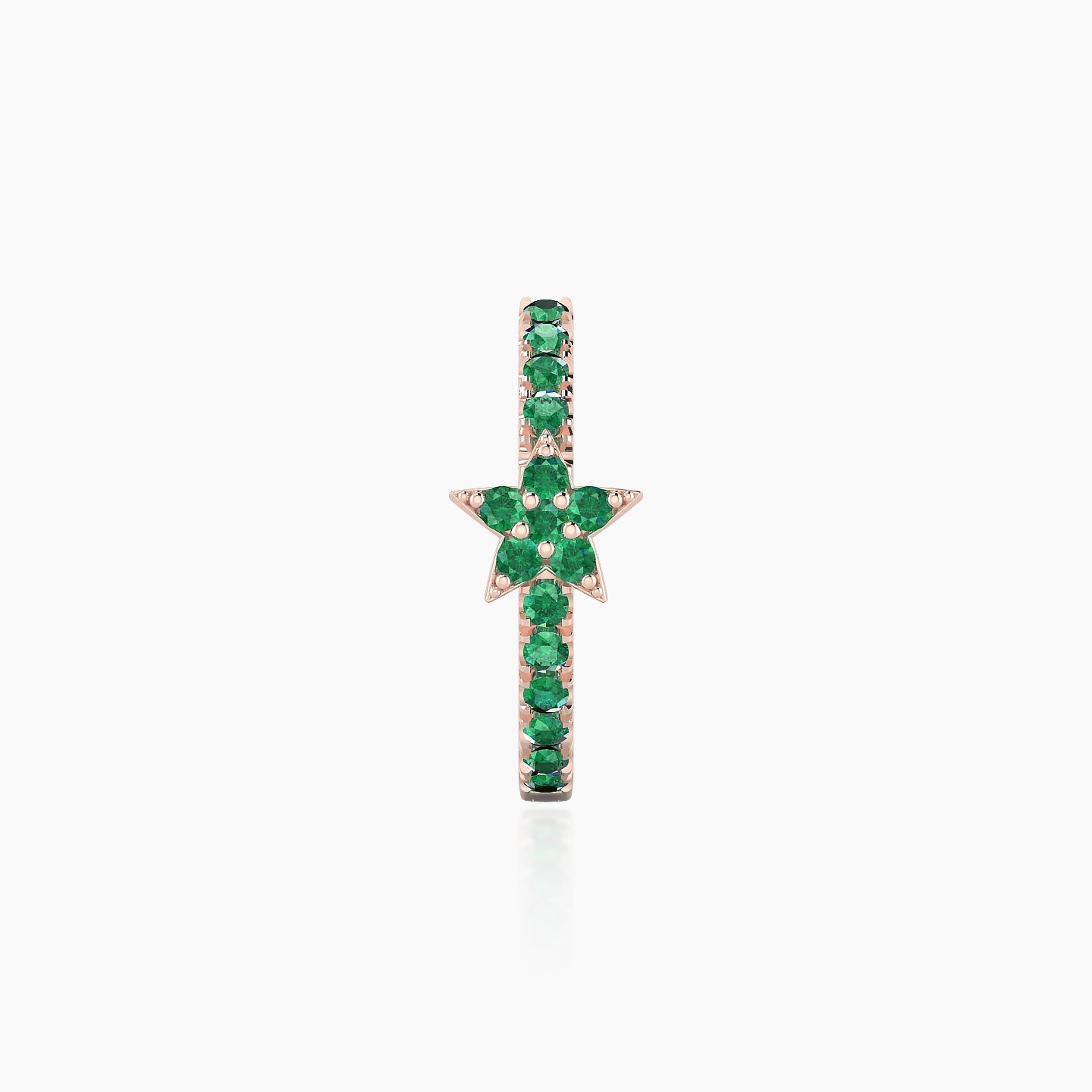 Asteria | 18k Rose Gold 9.5 mm Star Emerald Hoop Piercing