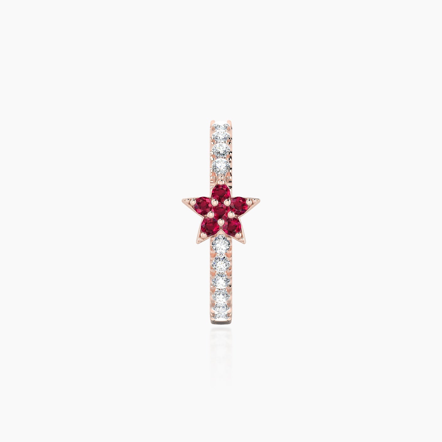 Asteria | 18k Rose Gold 9.5 mm Star Ruby & Diamond Hoop Piercing