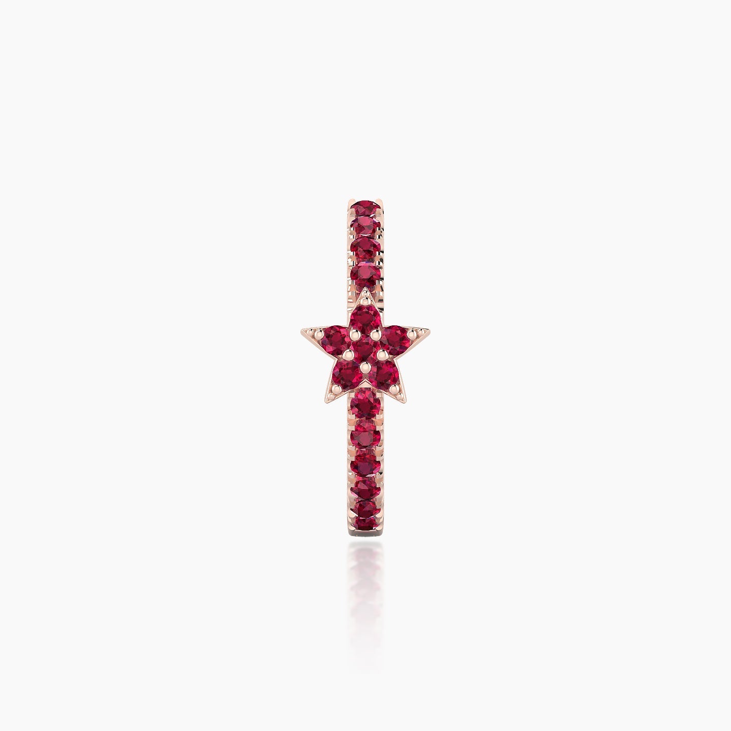 Asteria | 18k Rose Gold 9.5 mm Star Ruby Hoop Piercing