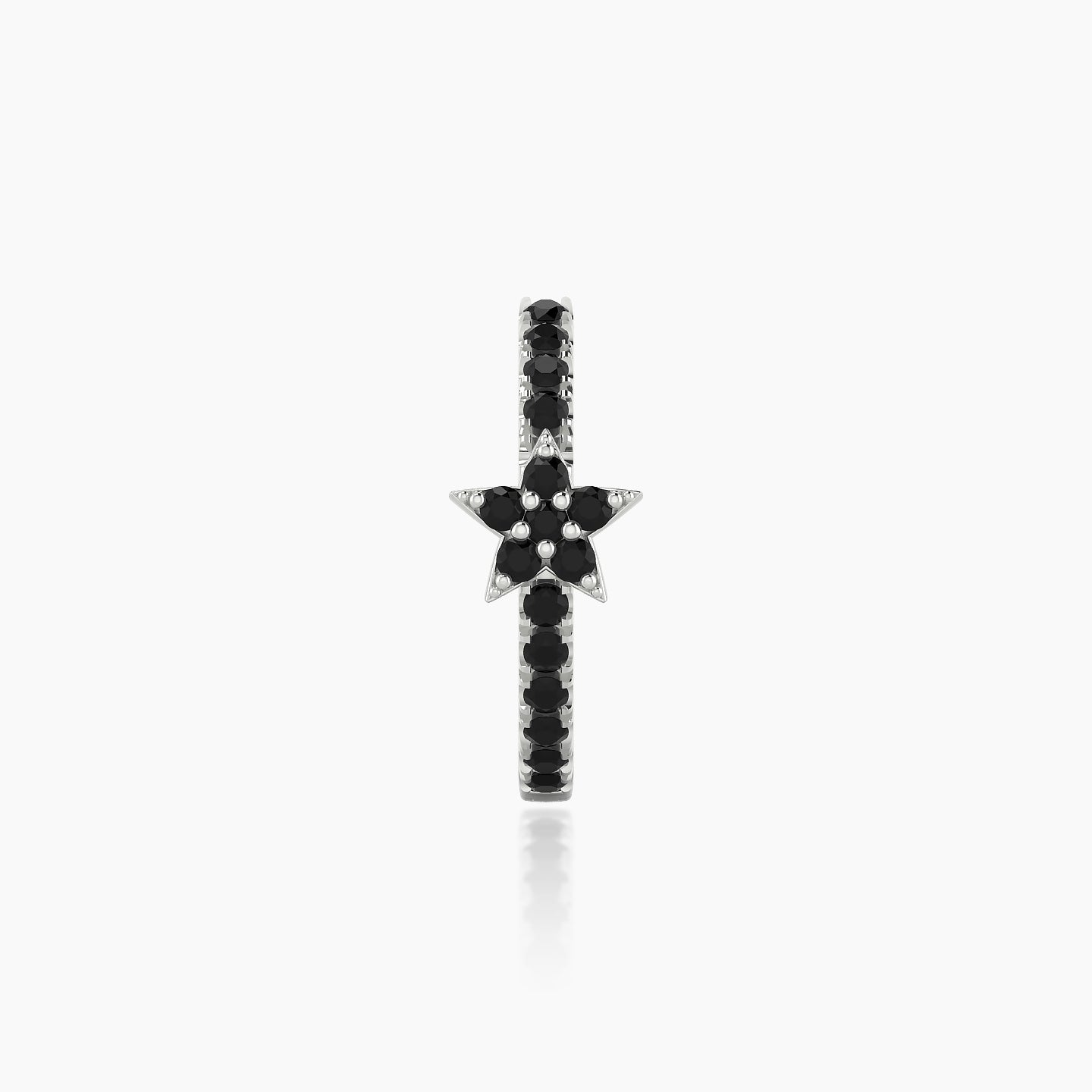 Asteria | 18k White Gold 9.5 mm Star Black Diamond Hoop Piercing