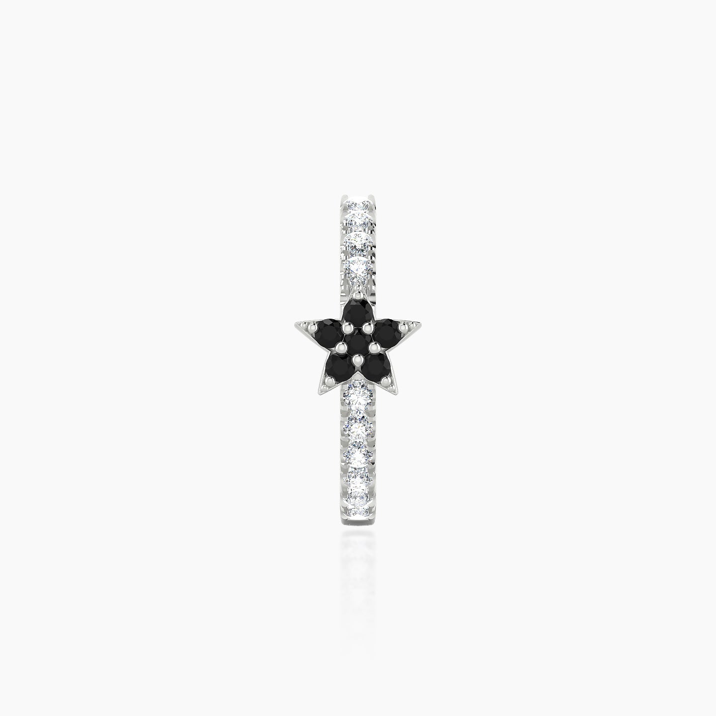 Asteria | 18k White Gold 9.5 mm Star Black Diamond & Diamond Hoop Piercing