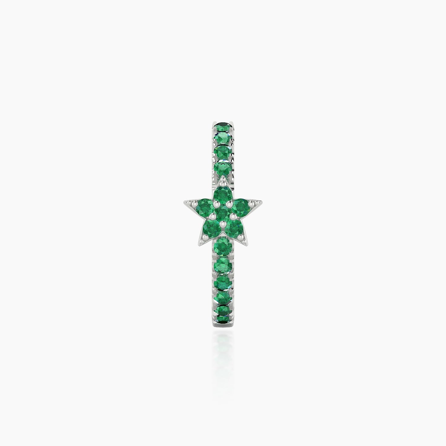 Asteria | 18k White Gold 9.5 mm Star Emerald Hoop Piercing