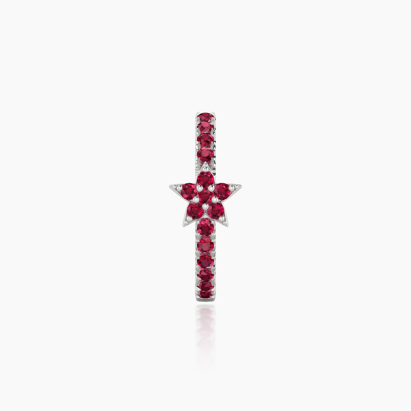 Asteria | 18k White Gold 9.5 mm Star Ruby Hoop Piercing