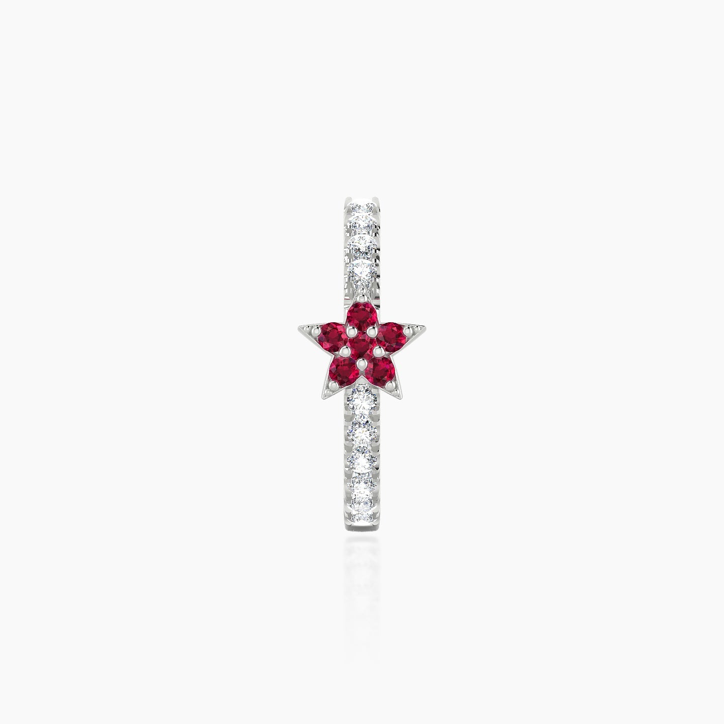 Asteria | 18k White Gold 9.5 mm Star Ruby & Diamond Hoop Piercing