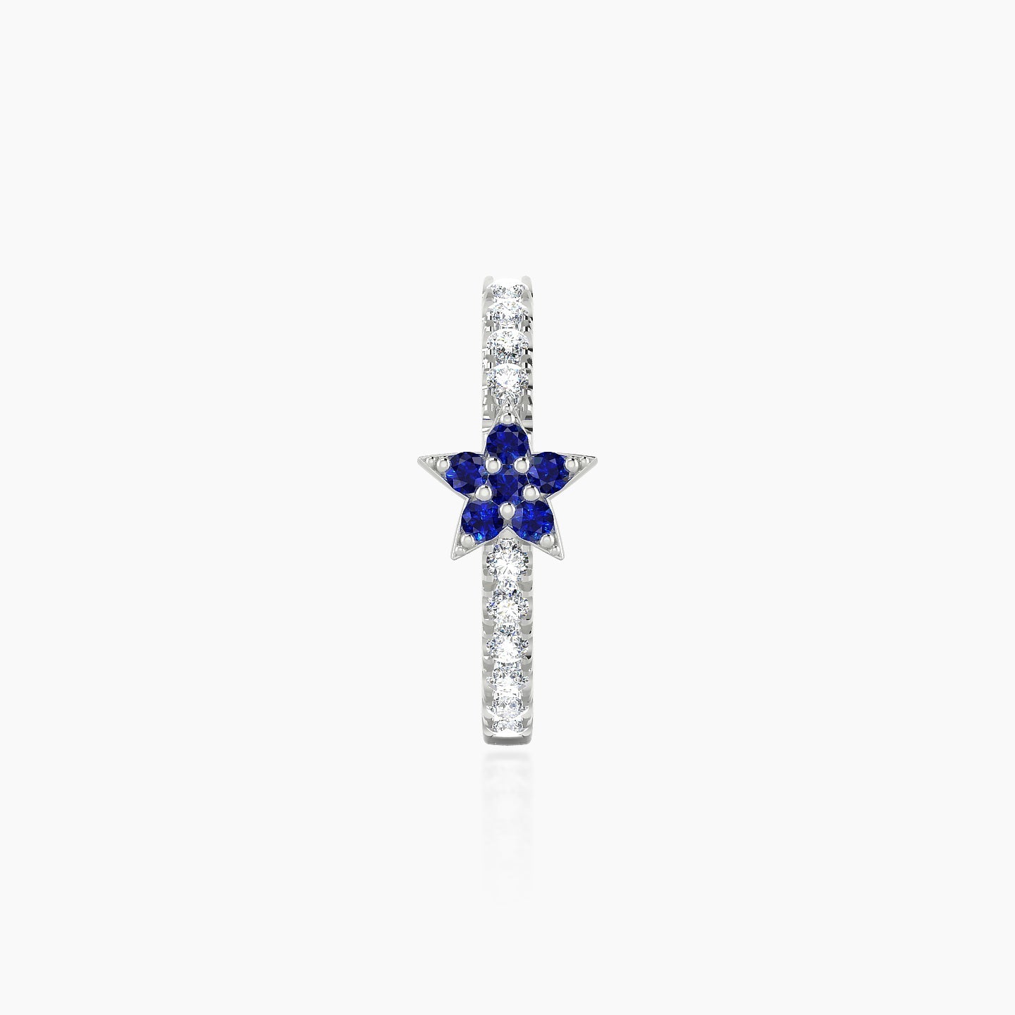 Asteria | 18k White Gold 9.5 mm Star Sapphire & Diamond Hoop Piercing