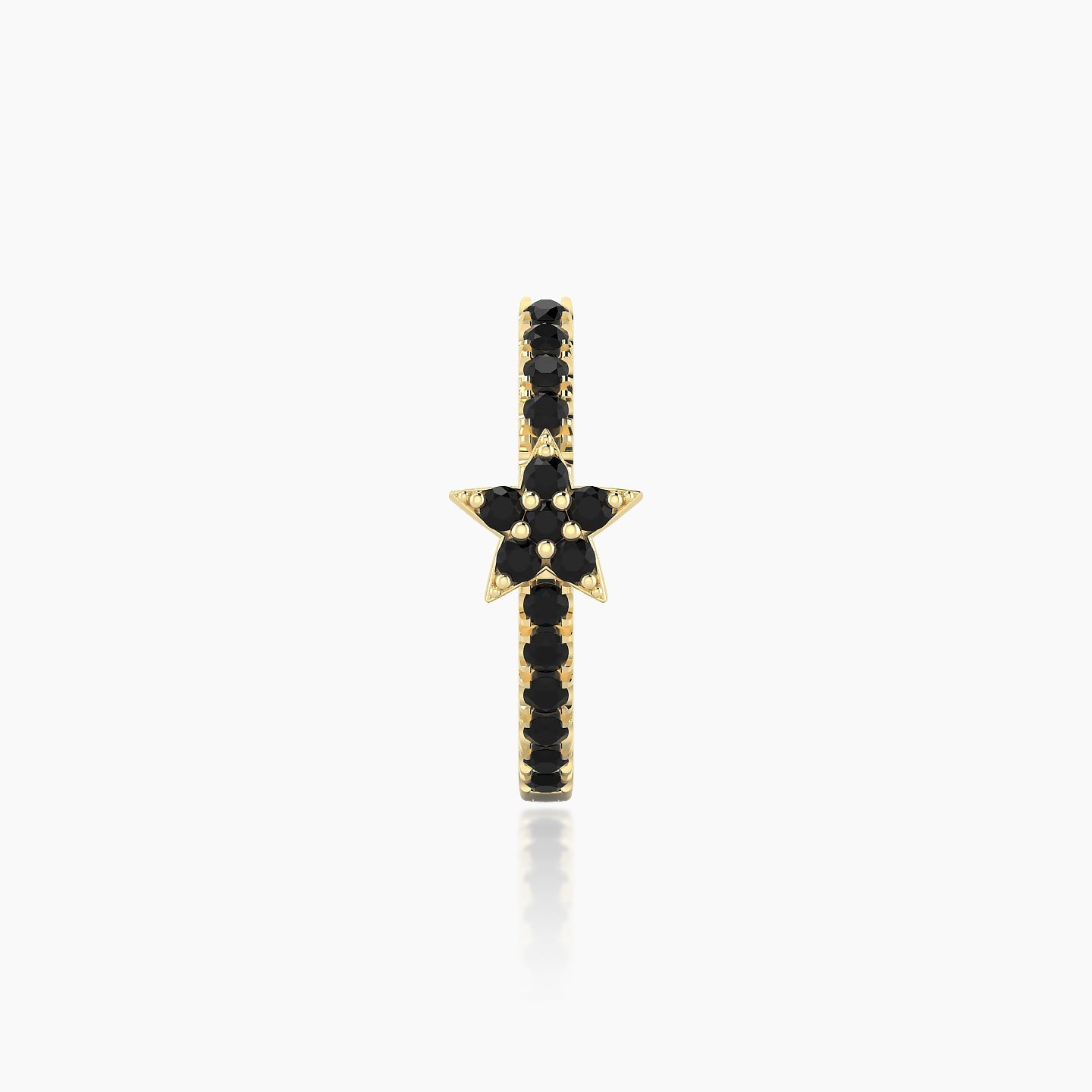 Asteria | 18k Yellow Gold 9.5 mm Star Black Diamond Hoop Piercing