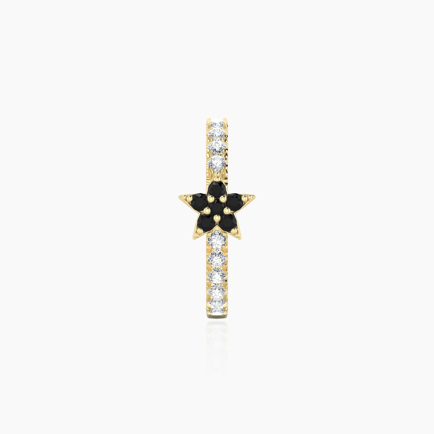 Asteria | 18k Yellow Gold 9.5 mm Star Black Diamond & Diamond Hoop Piercing