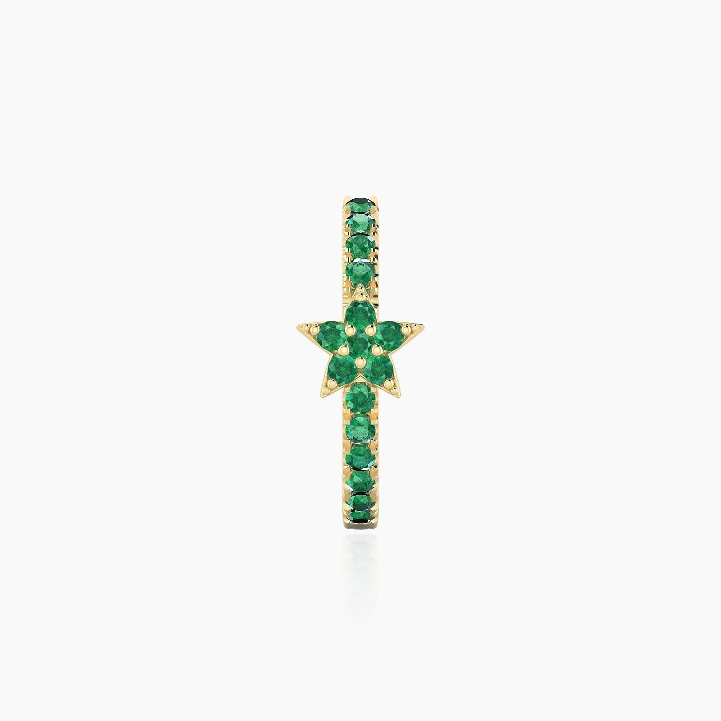 Asteria | 18k Yellow Gold 9.5 mm Star Emerald Hoop Piercing