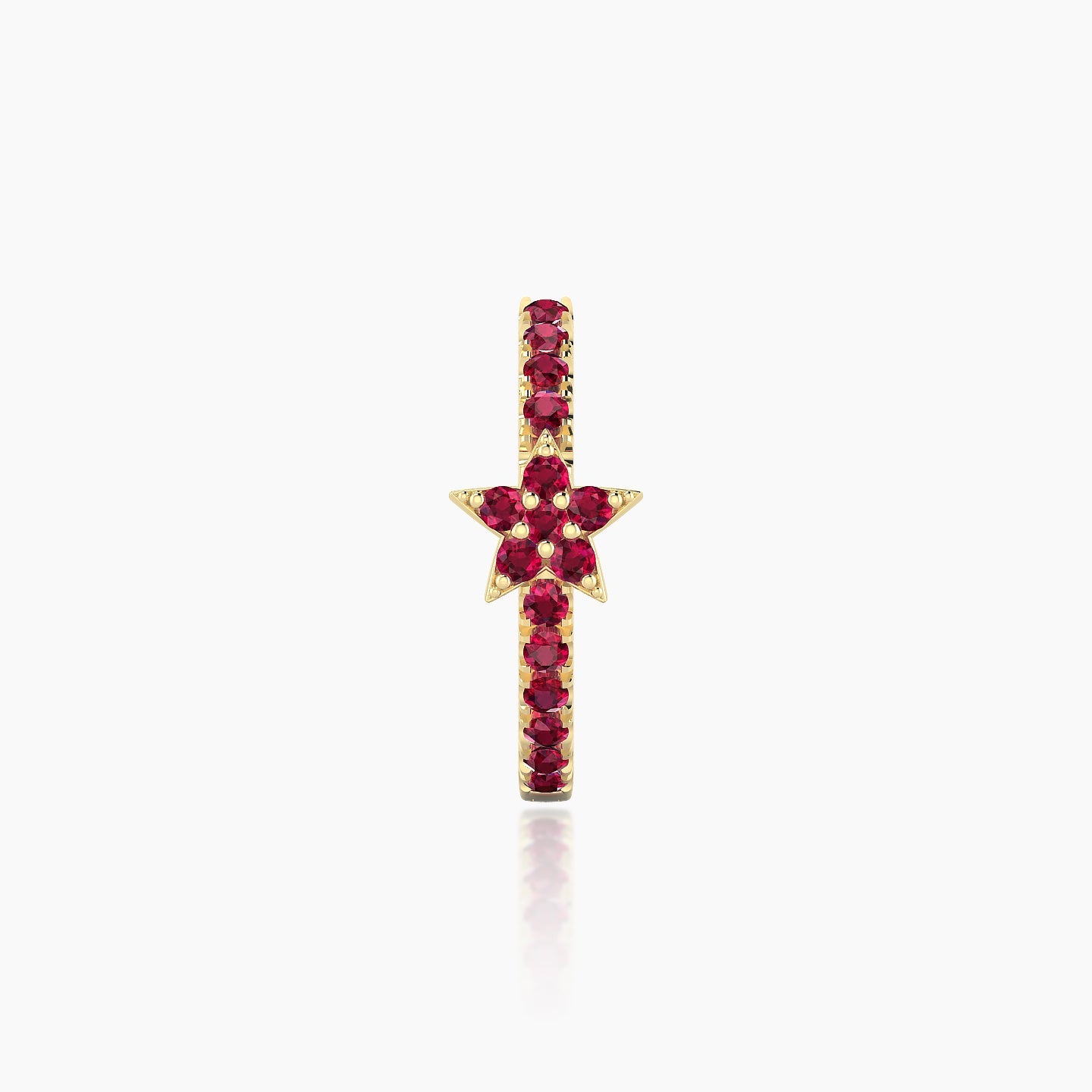 Asteria | 18k Yellow Gold 9.5 mm Star Ruby Hoop Piercing