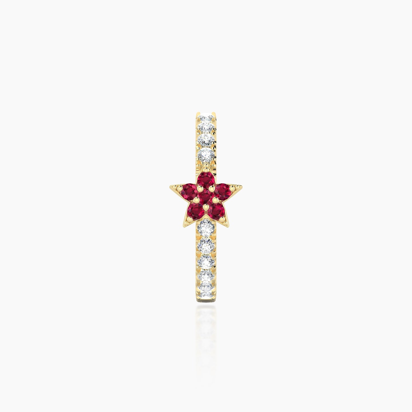 Asteria | 18k Yellow Gold 9.5 mm Star Ruby & Diamond Hoop Piercing