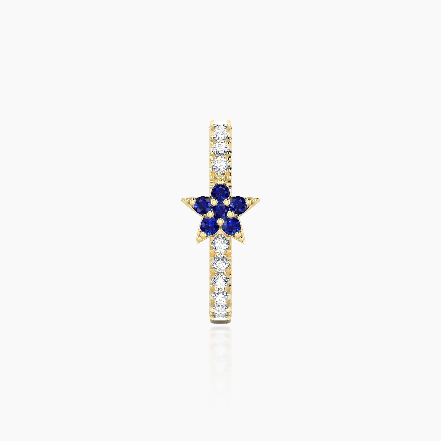 Asteria | 18k Yellow Gold 9.5 mm Star Sapphire & Diamond Hoop Piercing