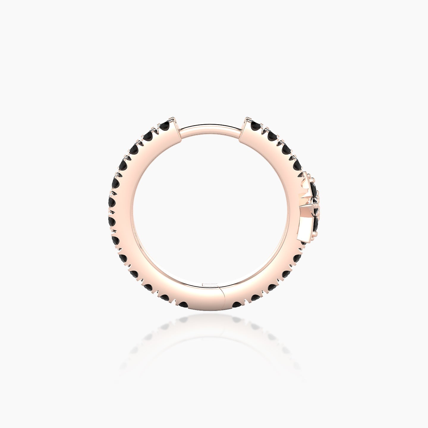 Asteria | 18k Rose Gold 9.5 mm Star Black Diamond Hoop Piercing