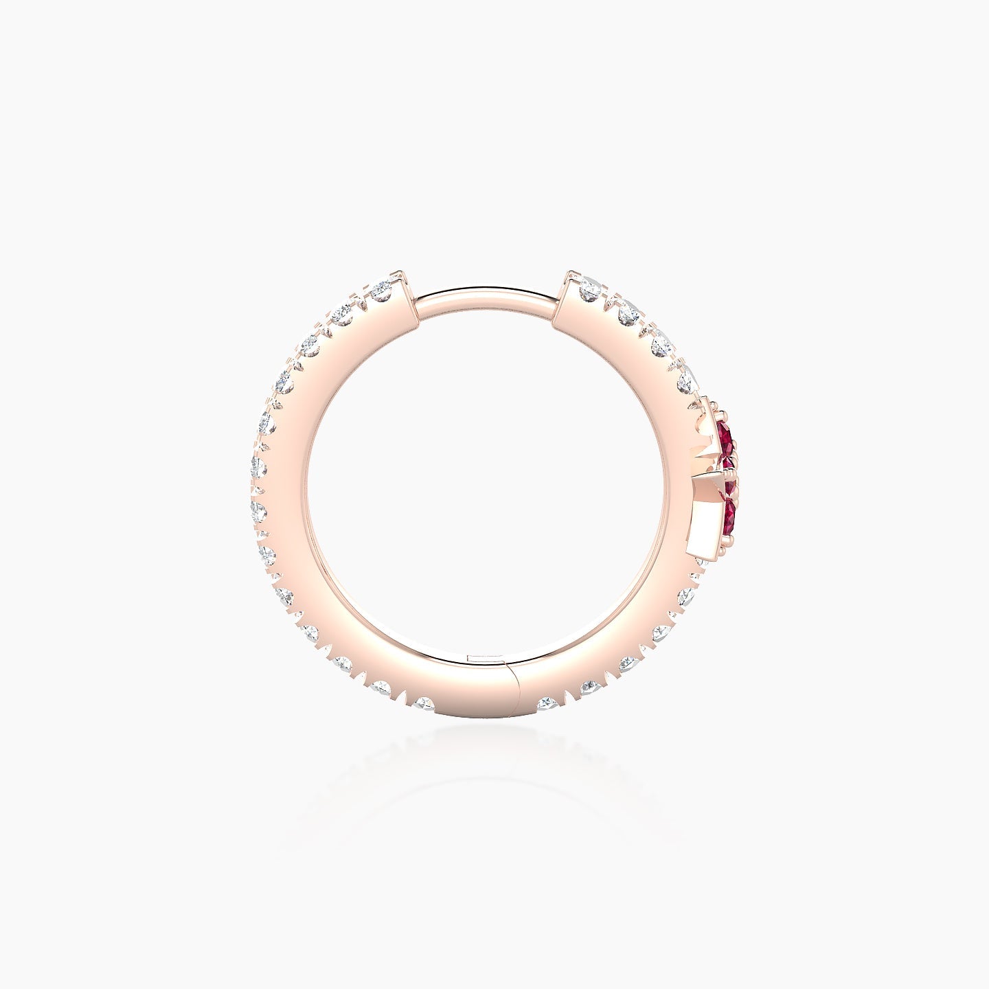 Asteria | 18k Rose Gold 9.5 mm Star Ruby & Diamond Hoop Piercing