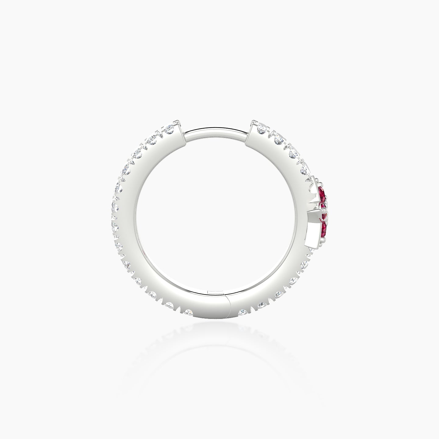 Asteria | 18k White Gold 9.5 mm Star Ruby & Diamond Hoop Piercing