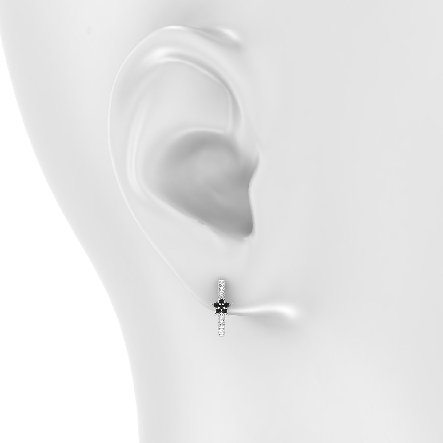 Asteria | 18k White Gold 9.5 mm Star Black Diamond & Diamond Hoop Piercing