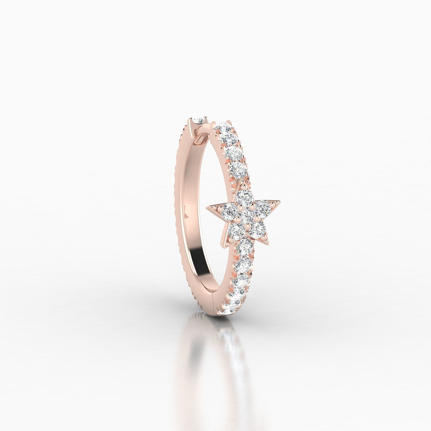 Asteria | 18k Rose Gold 9.5 mm Star Diamond Nose Ring Piercing