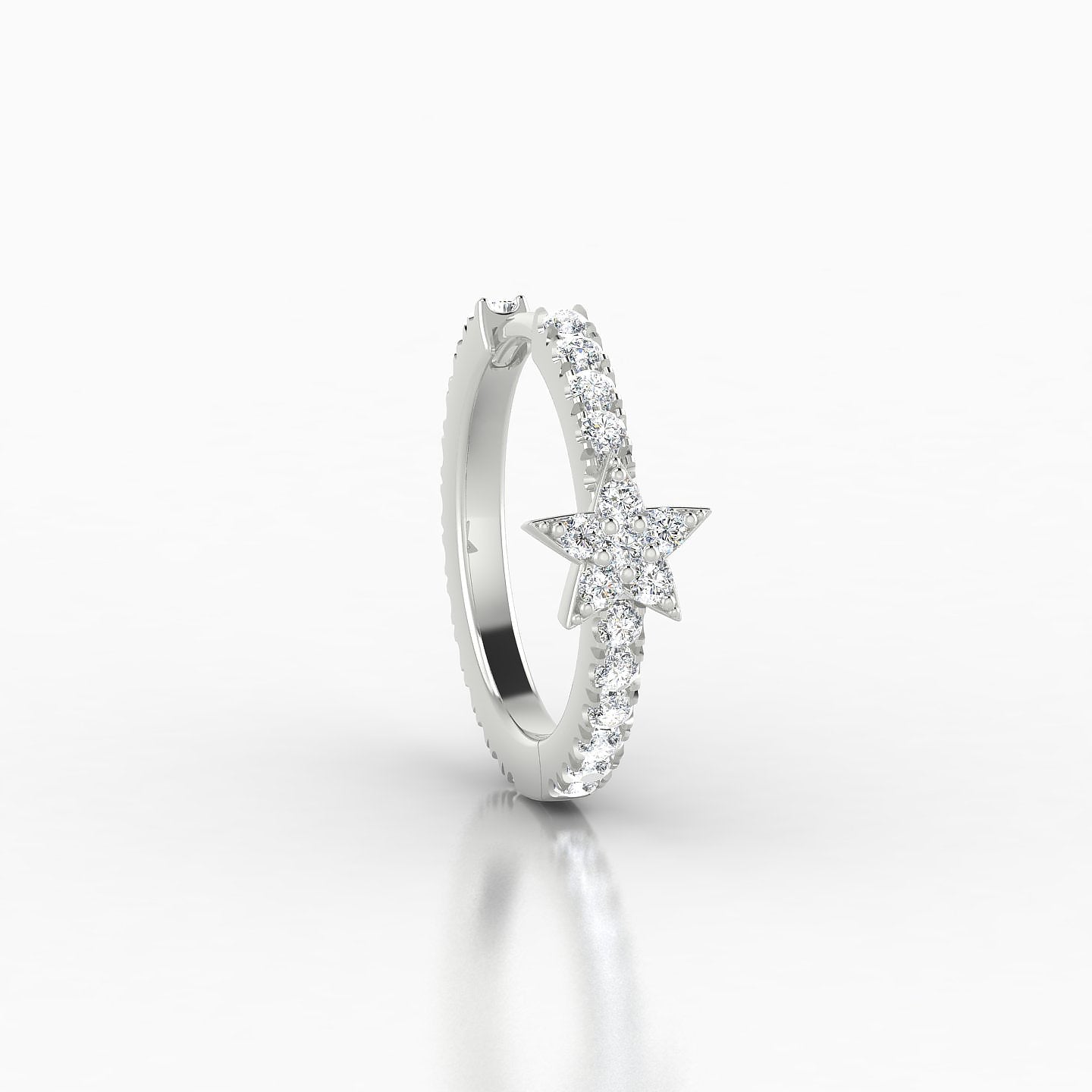 Asteria | 18k White Gold 9.5 mm Star Diamond Nose Ring Piercing