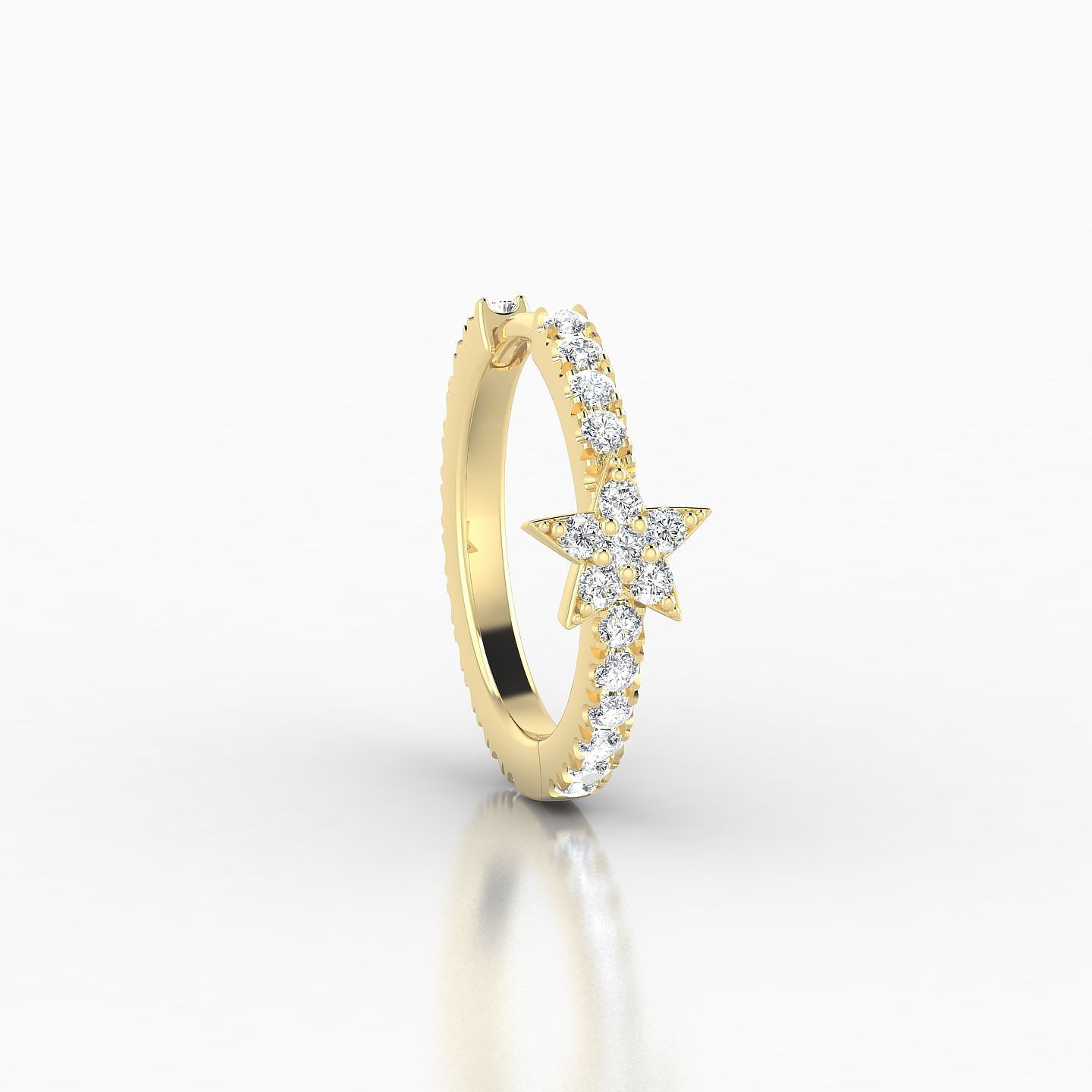 Asteria | 18k Yellow Gold 9.5 mm Star Diamond Nose Ring Piercing