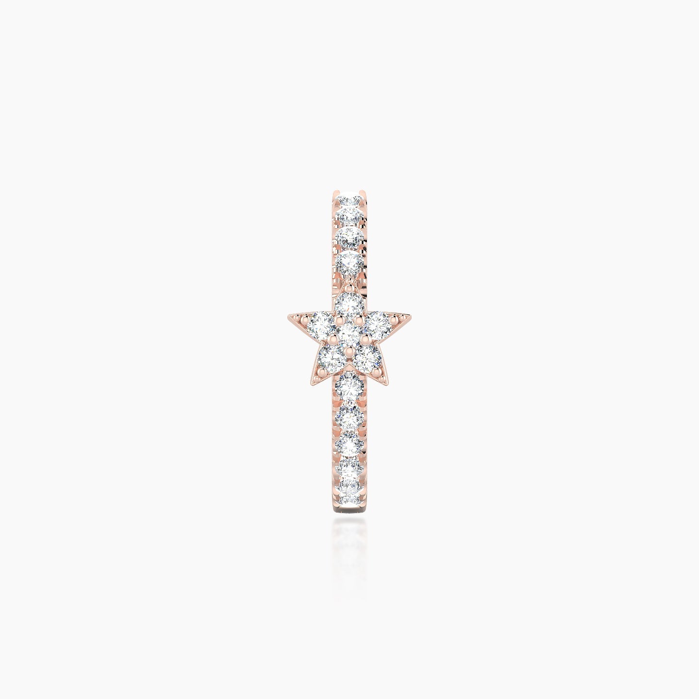 Asteria | 18k Rose Gold 9.5 mm Star Diamond Nose Ring Piercing