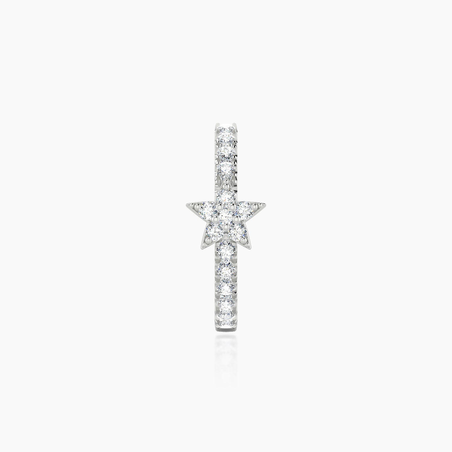 Asteria | 18k White Gold 9.5 mm Star Diamond Nose Ring Piercing