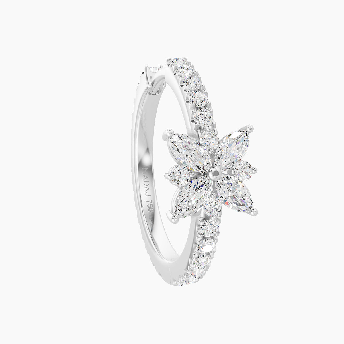 Aurore | 18k White Gold 11 mm Flower Diamond Hoop Piercing