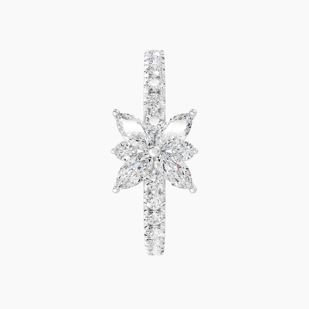 Aurore | 18k White Gold 11 mm Flower Diamond Hoop Piercing