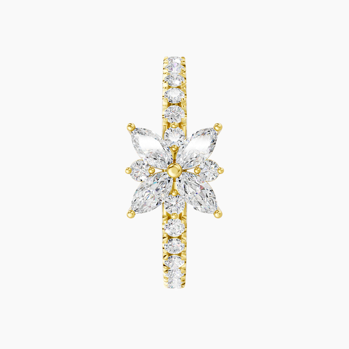 Aurore | 18k Yellow Gold 11 mm Flower Diamond Hoop Piercing