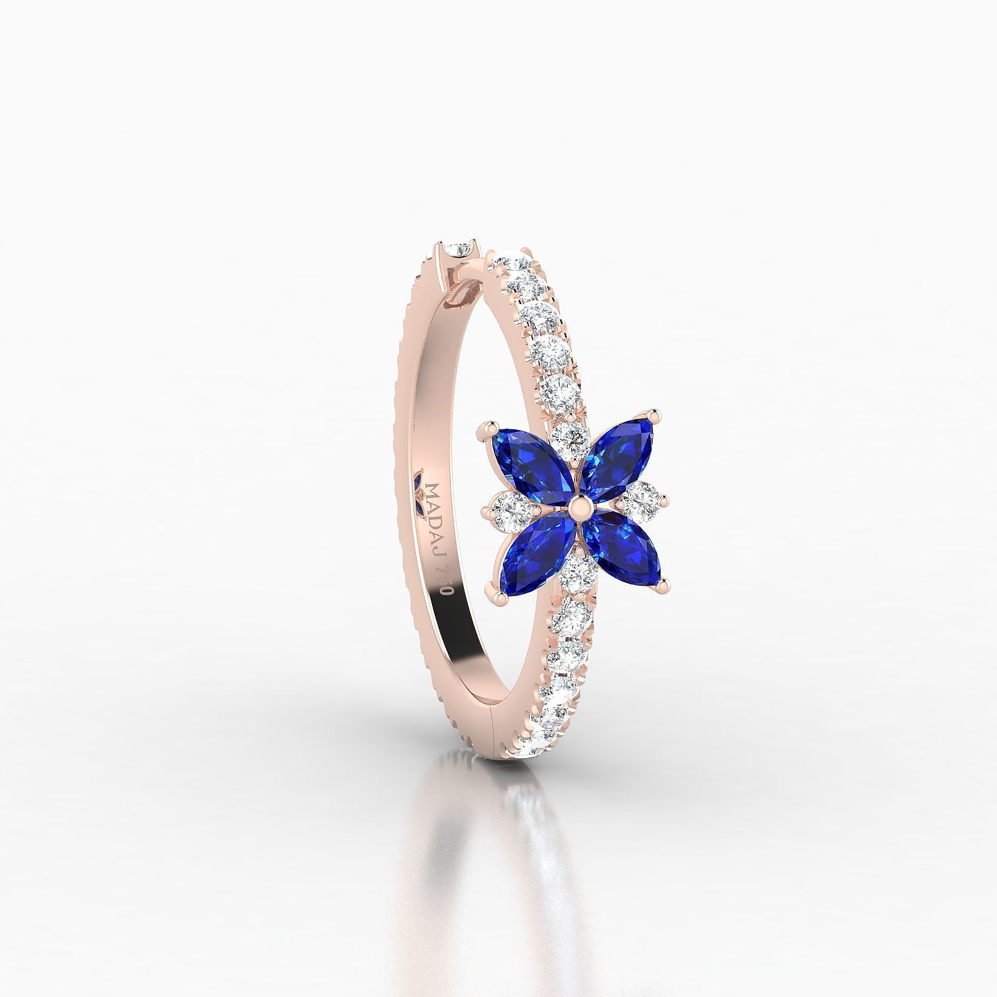 Aurore | 18k Rose Gold 11 mm Flower Sapphire & Diamond Hoop Piercing