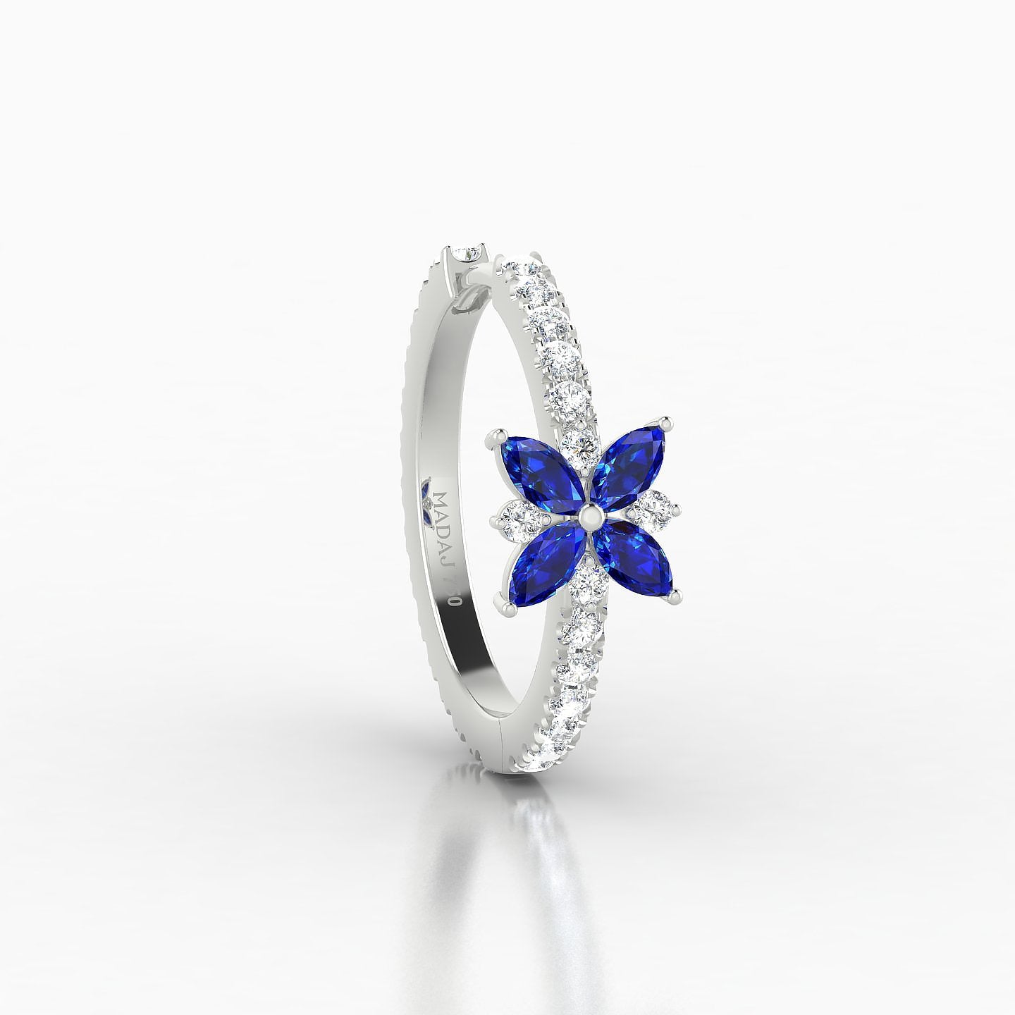 Aurore | 18k White Gold 11 mm Flower Sapphire & Diamond Hoop Piercing