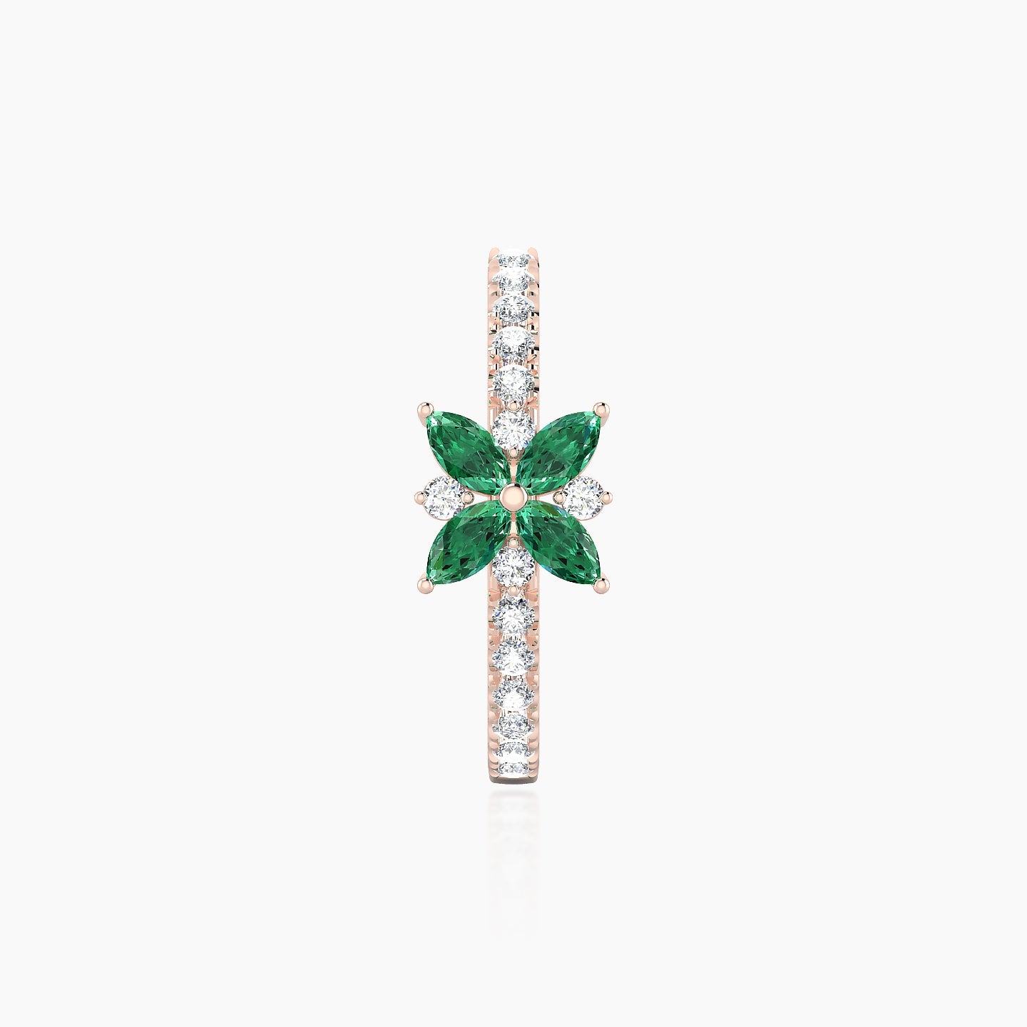 Aurore | 18k Rose Gold 11 mm Flower Emerald & Diamond Hoop Piercing