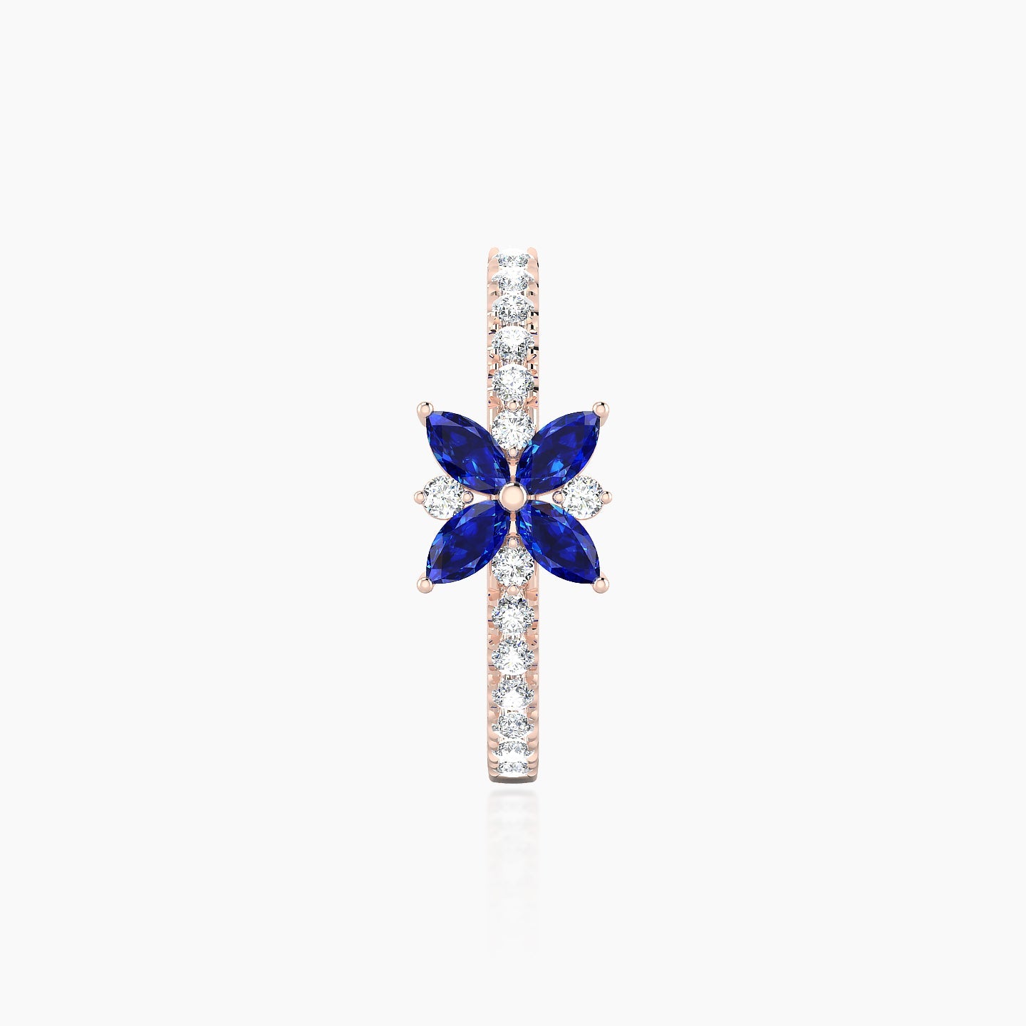 Aurore | 18k Rose Gold 11 mm Flower Sapphire & Diamond Hoop Piercing