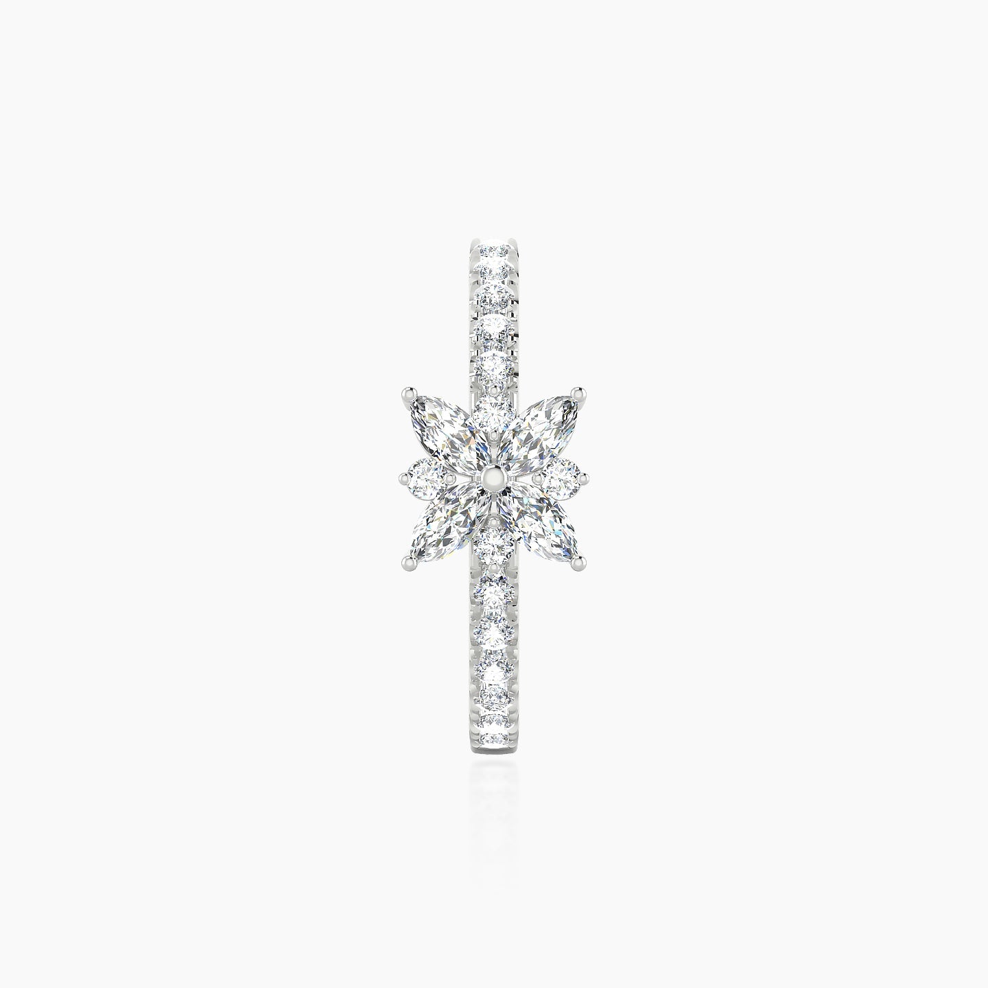 Aurore | 18k White Gold 11 mm Flower Diamond Hoop Piercing
