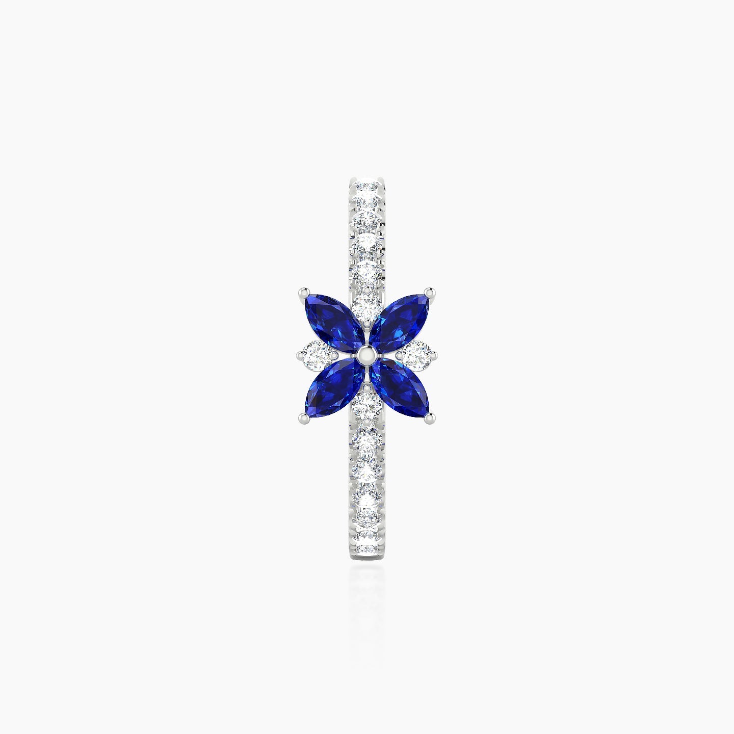 Aurore | 18k White Gold 11 mm Flower Sapphire & Diamond Hoop Piercing