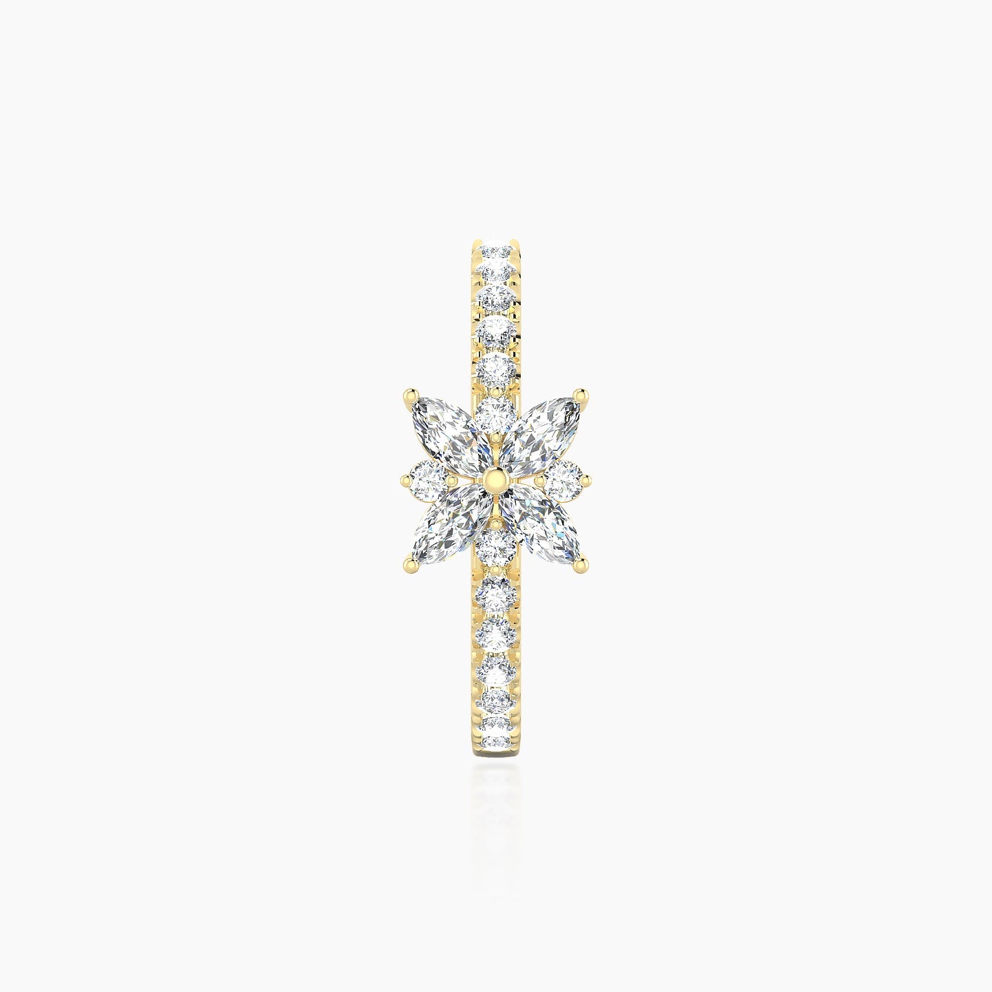 Aurore | 18k Yellow Gold 11 mm Flower Diamond Hoop Piercing