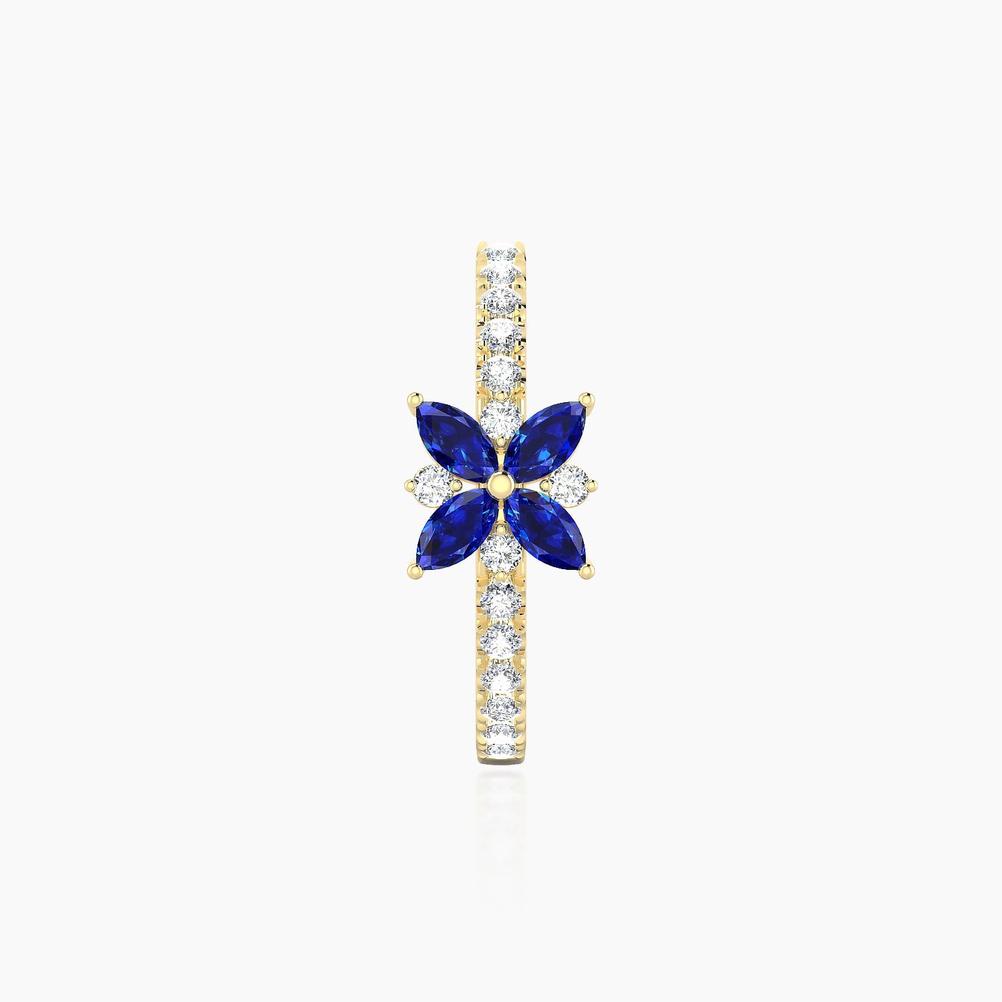 Aurore | 18k Yellow Gold 11 mm Flower Sapphire & Diamond Hoop Piercing