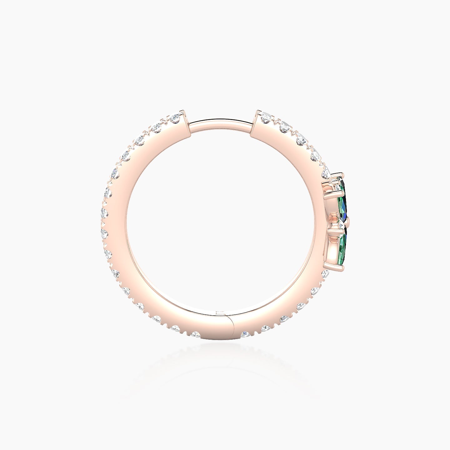 Aurore | 18k Rose Gold 11 mm Flower Emerald & Diamond Hoop Piercing