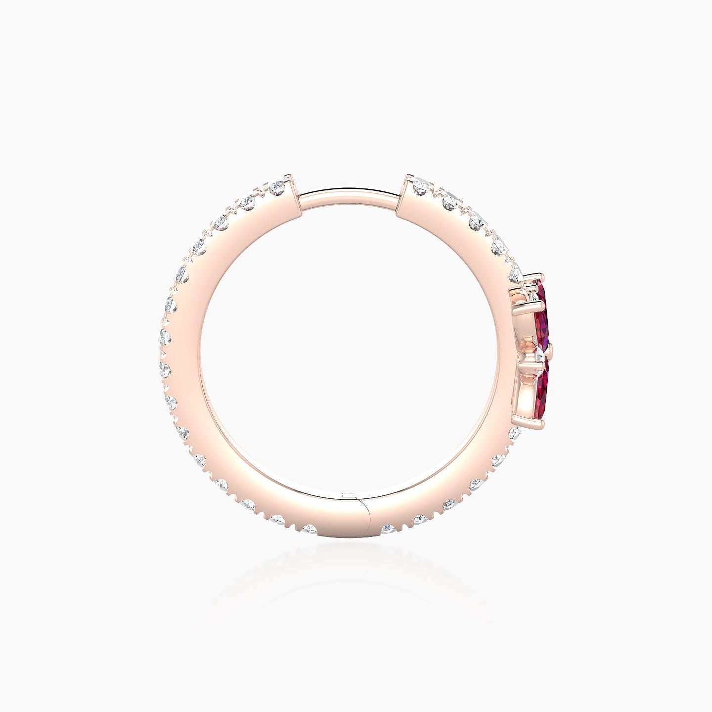 Aurore | 18k Rose Gold 11 mm Flower Ruby & Diamond Hoop Piercing