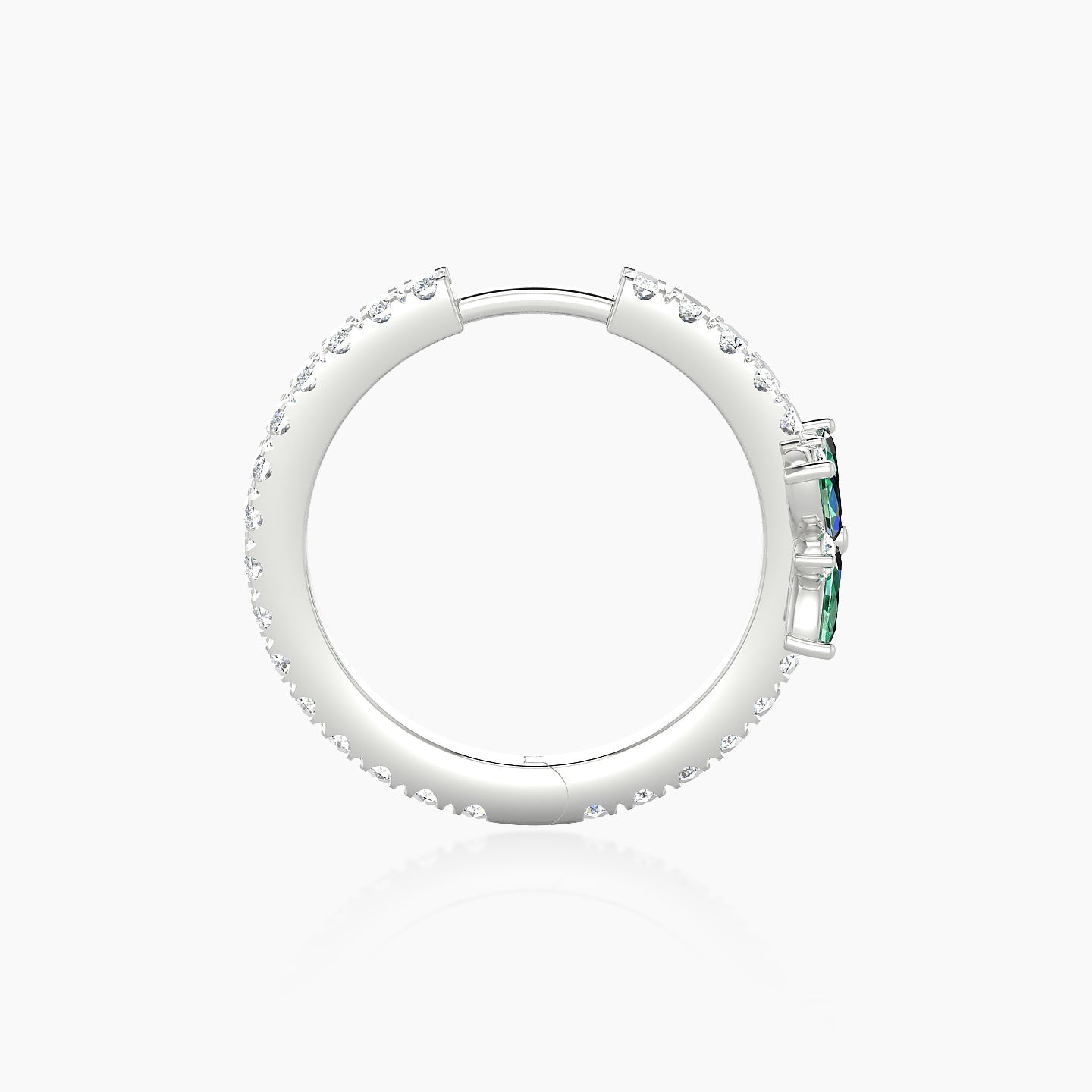 Aurore | 18k White Gold 11 mm Flower Emerald & Diamond Hoop Piercing