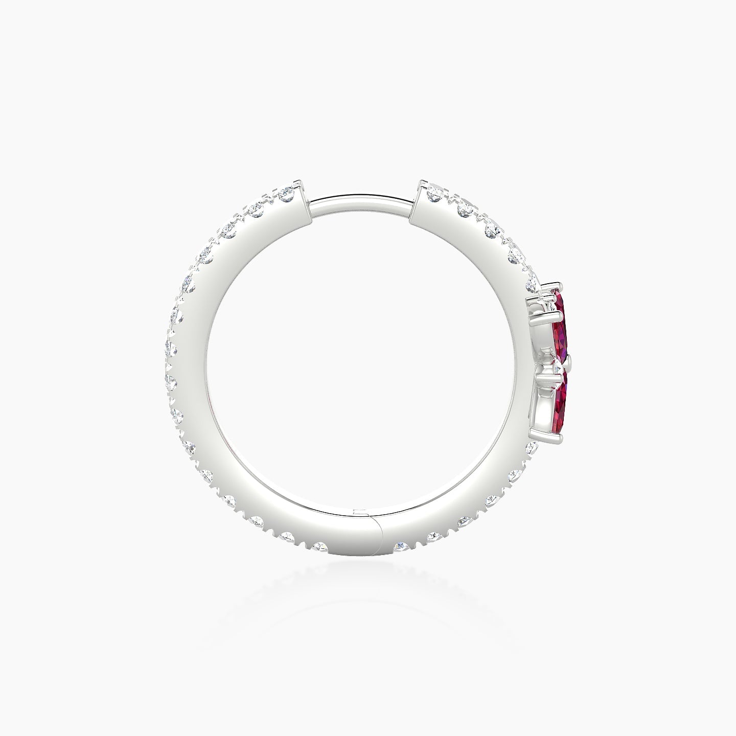 Aurore | 18k White Gold 11 mm Flower Ruby & Diamond Hoop Piercing