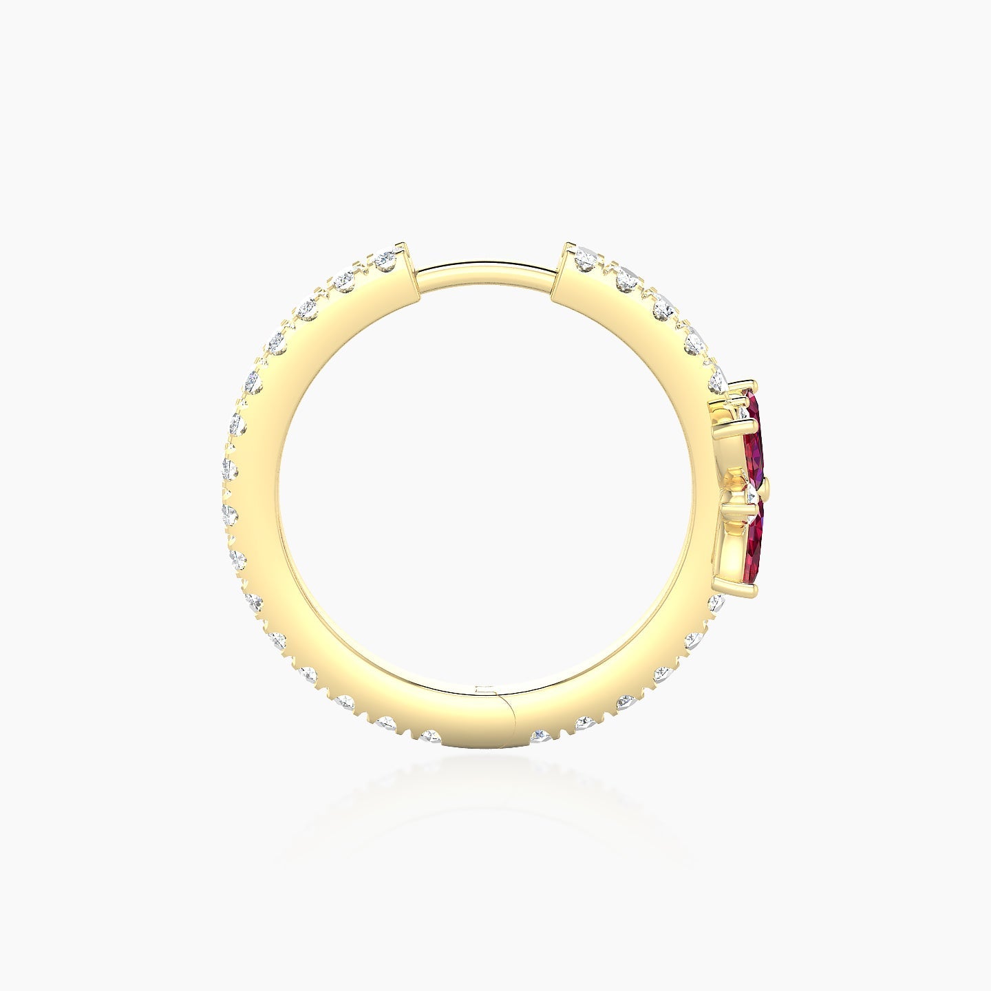 Aurore | 18k Yellow Gold 11 mm Flower Ruby & Diamond Hoop Piercing