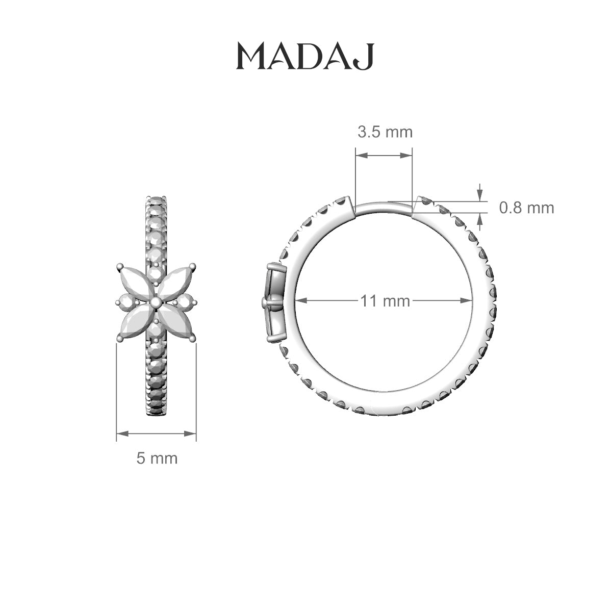 Aurore | 18k White Gold 11 mm Flower Diamond Hoop Piercing