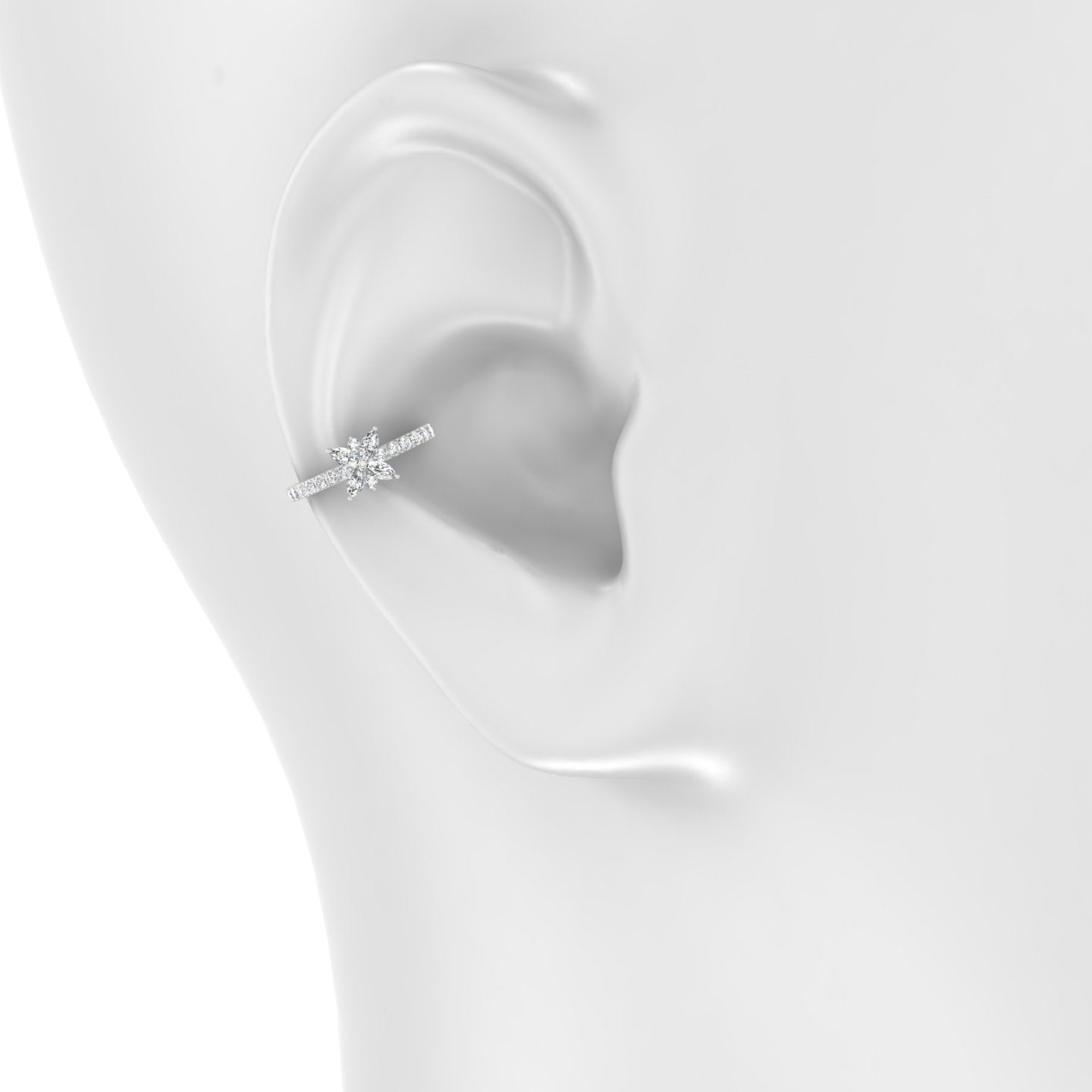Aurore | 18k White Gold 11 mm Flower Diamond Hoop Piercing