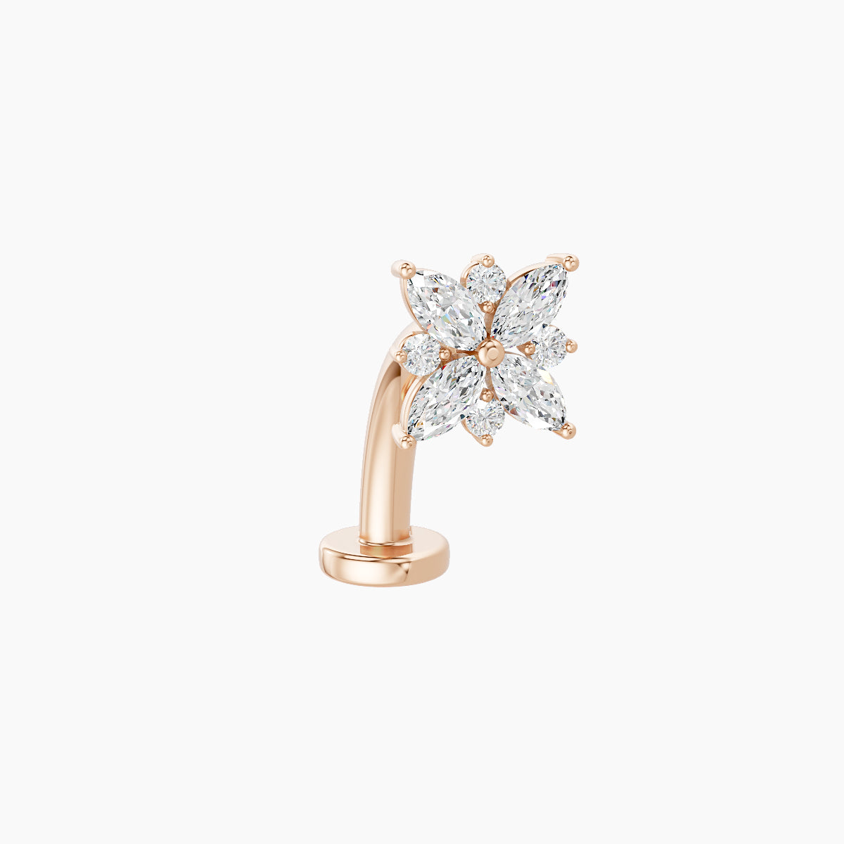 Aurore | 18k Rose Gold 5.5 mm 10 mm Flower Diamond Floating Navel Piercing