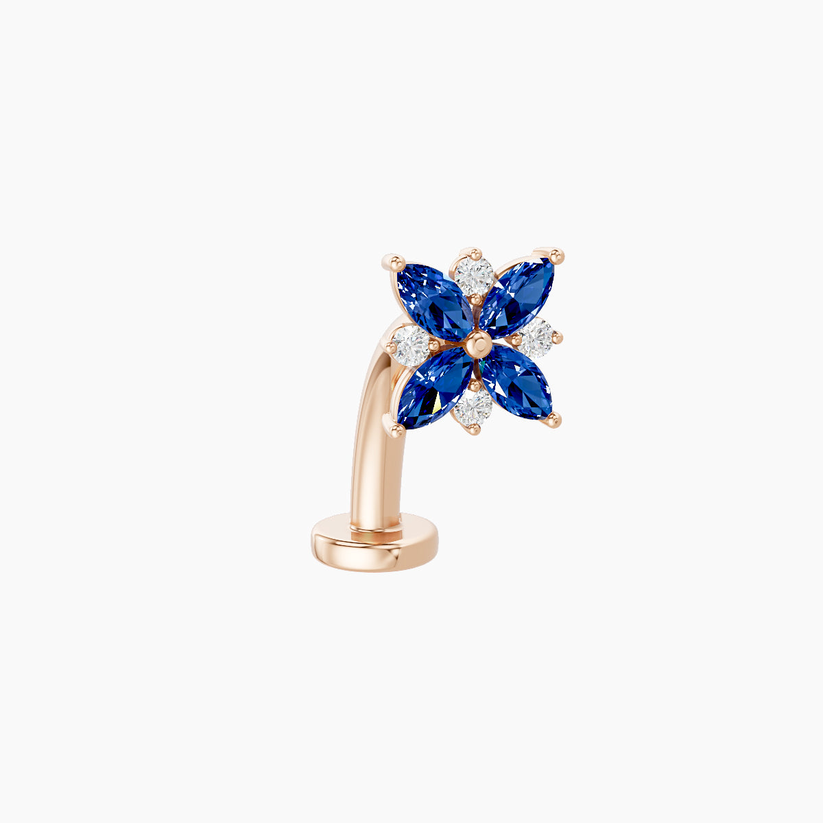 Aurore | 18k Rose Gold 10 mm 5.5 mm Flower Sapphire & Diamond Floating Navel Piercing