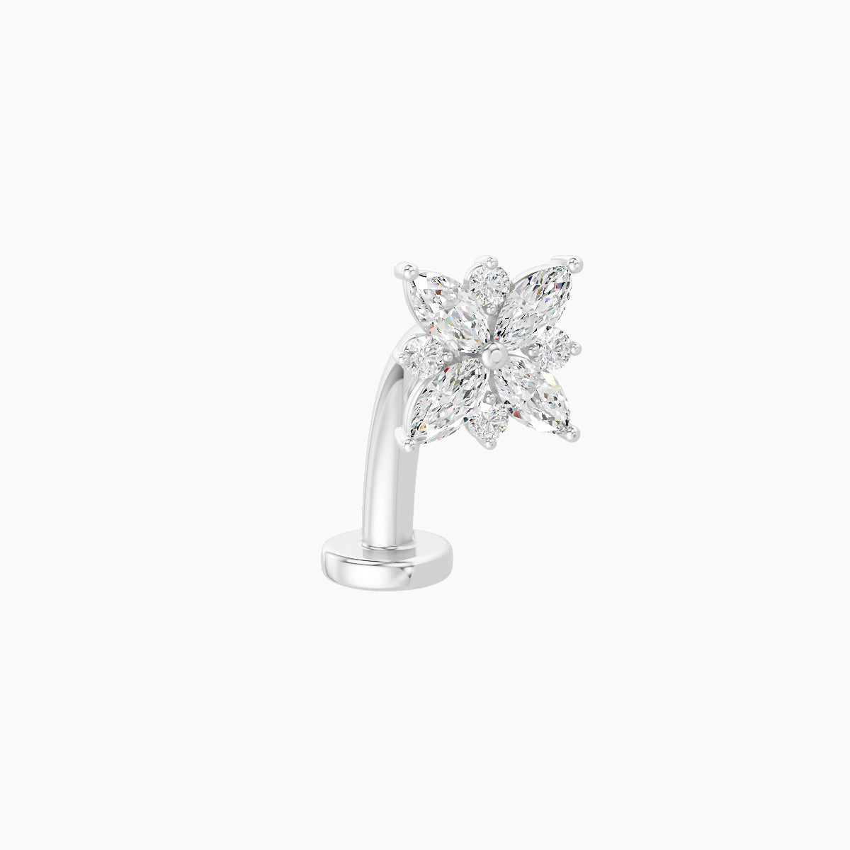 Aurore | 18k White Gold 5.5 mm 10 mm Flower Diamond Floating Navel Piercing